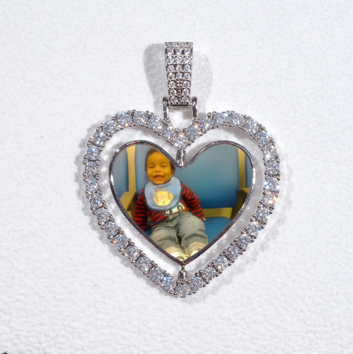 3D Spinning 2-Faced Heart Custom Picture Pendant