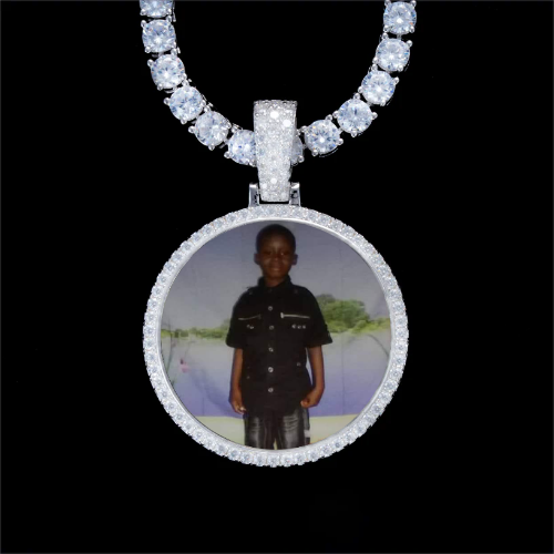 925S & VVS Moissanite 3D Circle Custom Picture Pendant
