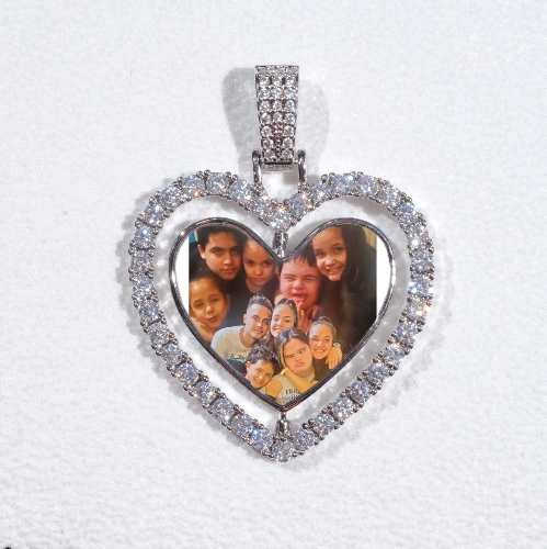 3D Spinning 2-Faced Heart Custom Picture Pendant