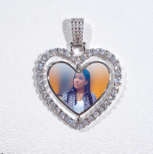 3D Spinning 2-Faced Heart Custom Picture Pendant