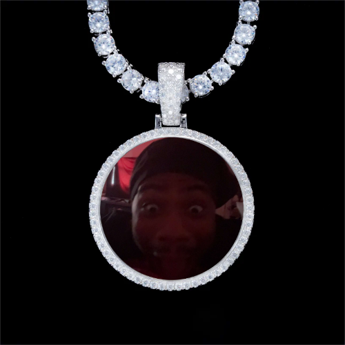 925S & VVS Moissanite 3D Circle Custom Picture Pendant
