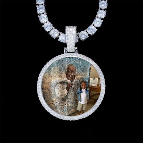 925S & VVS Moissanite 3D Circle Custom Picture Pendant
