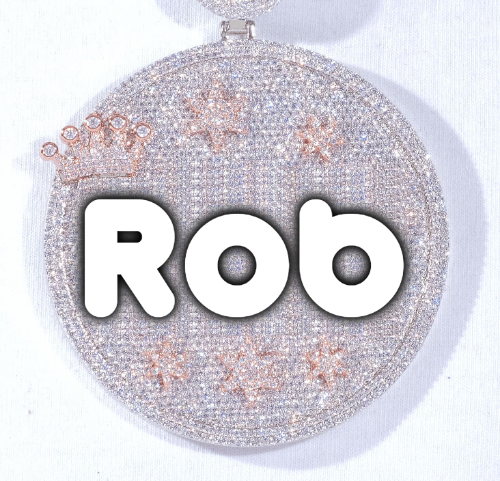 CUSTOM LETTER NECKLACE 3D BIG CROWN DISC