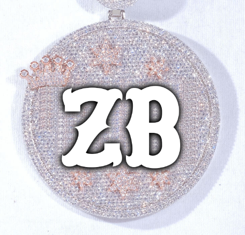 CUSTOM LETTER NECKLACE 3D BIG CROWN DISC