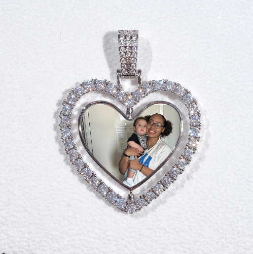3D Spinning 2-Faced Heart Custom Picture Pendant