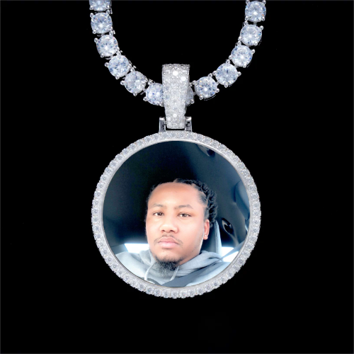 925S & VVS Moissanite 3D Circle Custom Picture Pendant
