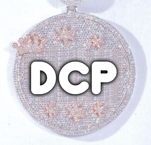 CUSTOM LETTER NECKLACE 3D BIG CROWN DISC