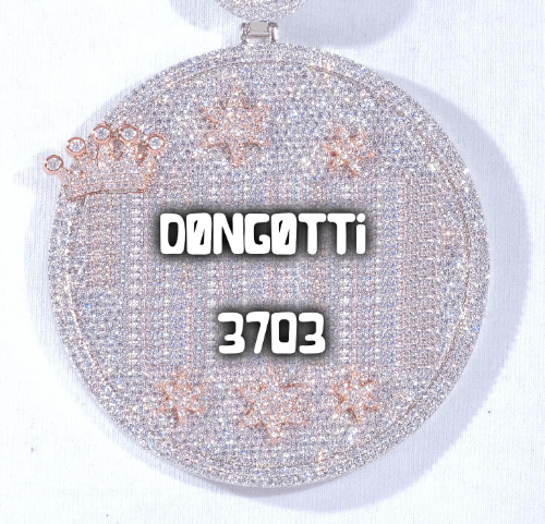 CUSTOM LETTER NECKLACE 3D BIG CROWN DISC