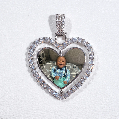 3D Spinning 2-Faced Heart Custom Picture Pendant