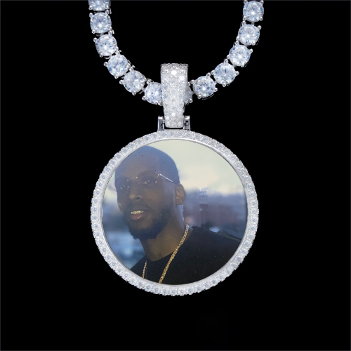 925S & VVS Moissanite 3D Circle Custom Picture Pendant