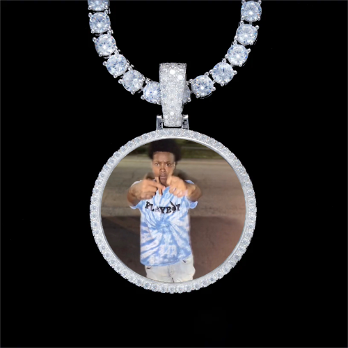 925S & VVS Moissanite 3D Circle Custom Picture Pendant