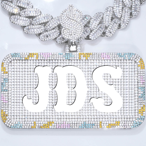 CUSTOM LETTER NECKLACE 3D COLORFUL SQUARE