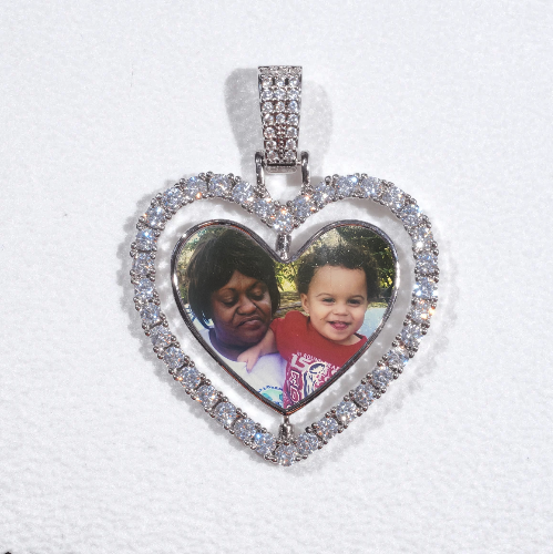 3D Spinning 2-Faced Heart Custom Picture Pendant