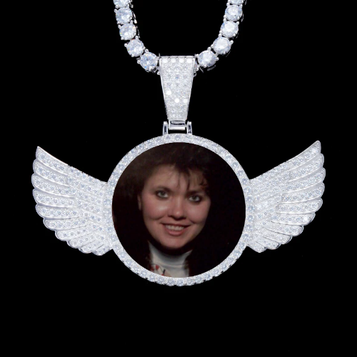925S & VVS Moissanite 3D Wing Custom Picture Pendant