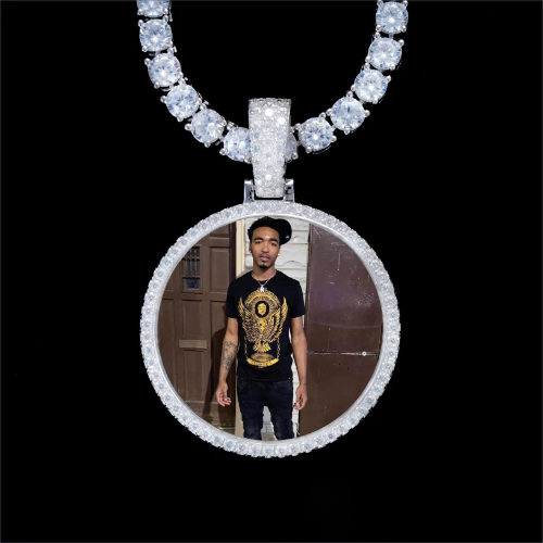 925S & VVS Moissanite 3D Circle Custom Picture Pendant