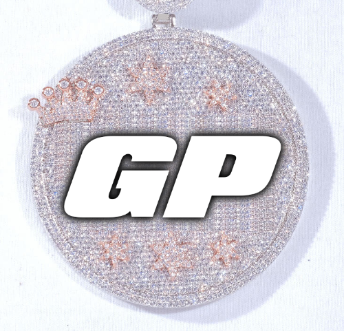 CUSTOM LETTER NECKLACE 3D BIG CROWN DISC