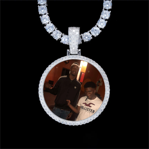 925S & VVS Moissanite 3D Circle Custom Picture Pendant