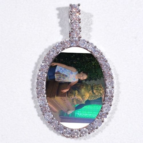 Large 3D Oval Custom Picture Pendant