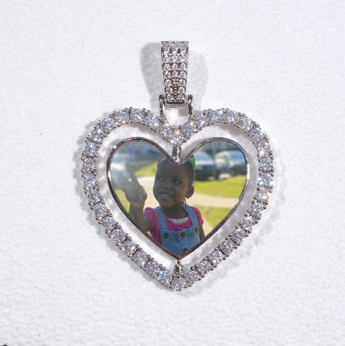 3D Spinning 2-Faced Heart Custom Picture Pendant