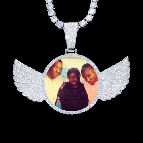 925S & VVS Moissanite 3D Wing Custom Picture Pendant