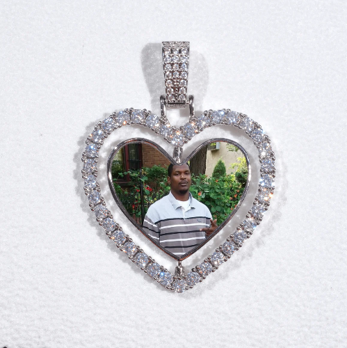 3D Spinning 2-Faced Heart Custom Picture Pendant
