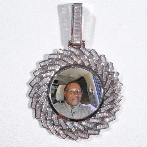 Large 3D Baguette Custom Picture Pendant