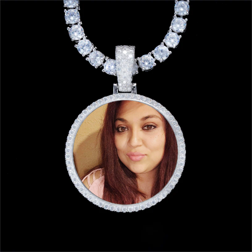 925S & VVS Moissanite 3D Circle Custom Picture Pendant
