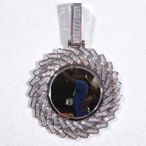 Large 3D Baguette Custom Picture Pendant