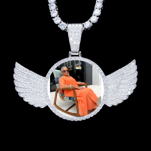 925S & VVS Moissanite 3D Wing Custom Picture Pendant