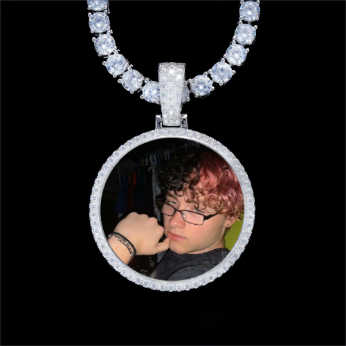 925S & VVS Moissanite 3D Circle Custom Picture Pendant