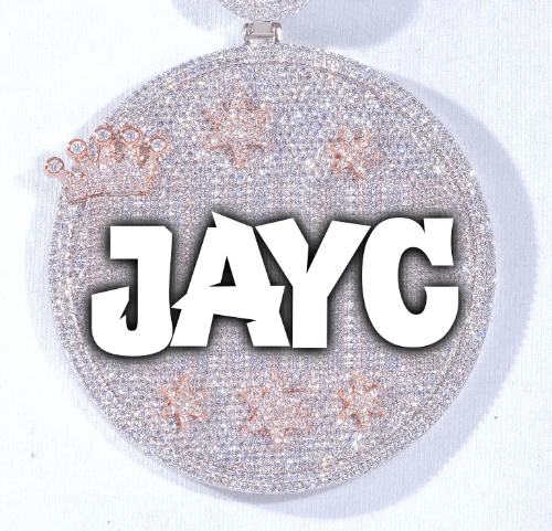 CUSTOM LETTER NECKLACE 3D BIG CROWN DISC