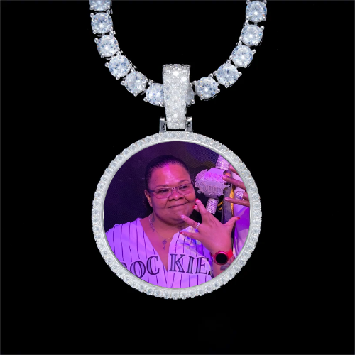 925S & VVS Moissanite 3D Circle Custom Picture Pendant