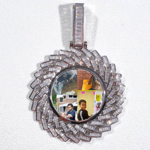 Large 3D Baguette Custom Picture Pendant