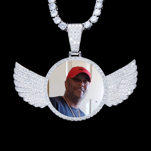 925S & VVS Moissanite 3D Wing Custom Picture Pendant