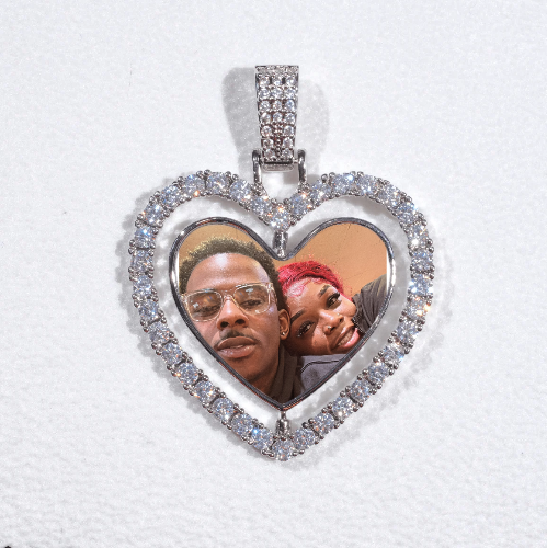 3D Spinning 2-Faced Heart Custom Picture Pendant