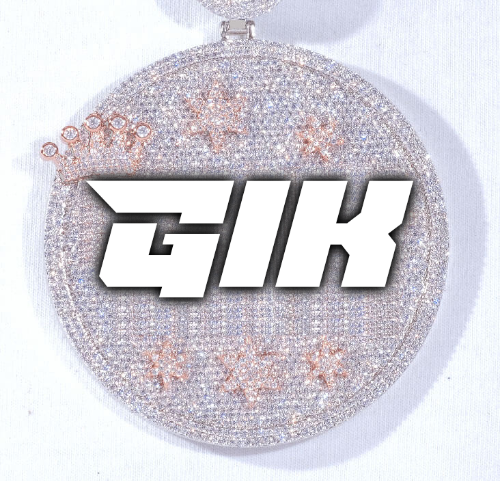 CUSTOM LETTER NECKLACE 3D BIG CROWN DISC