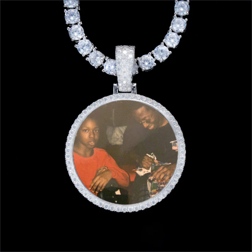 925S & VVS Moissanite 3D Circle Custom Picture Pendant