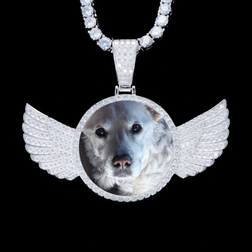 925S & VVS Moissanite 3D Wing Custom Picture Pendant