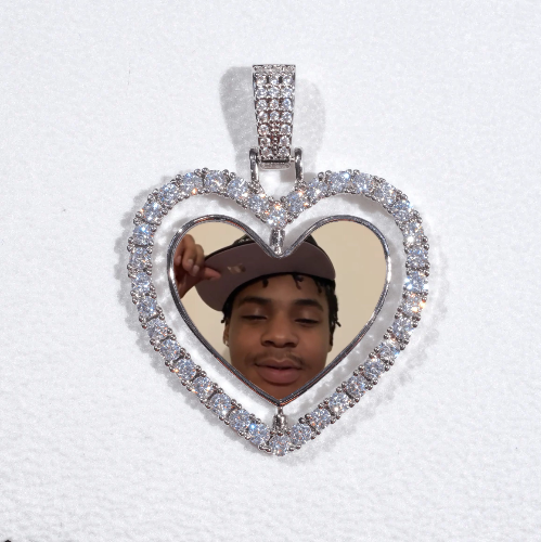 3D Spinning 2-Faced Heart Custom Picture Pendant
