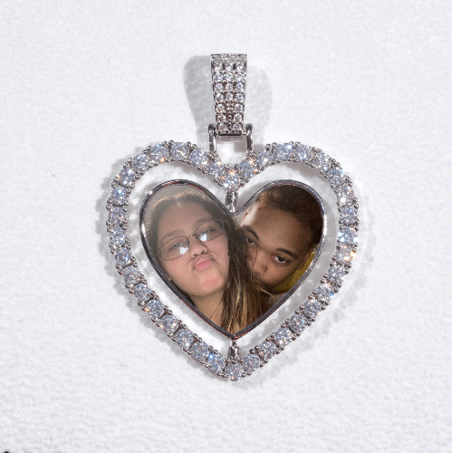 3D Spinning 2-Faced Heart Custom Picture Pendant