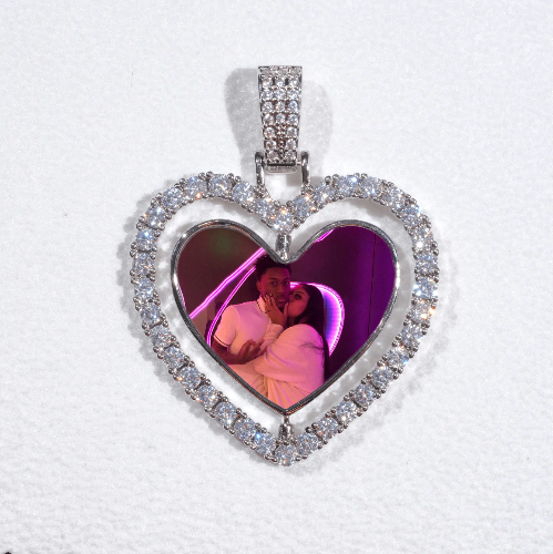 3D Spinning 2-Faced Heart Custom Picture Pendant