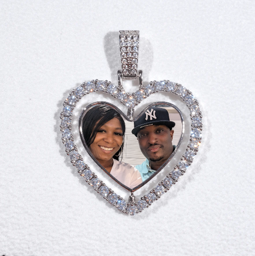 3D Spinning 2-Faced Heart Custom Picture Pendant