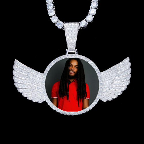 925S & VVS Moissanite 3D Wing Custom Picture Pendant