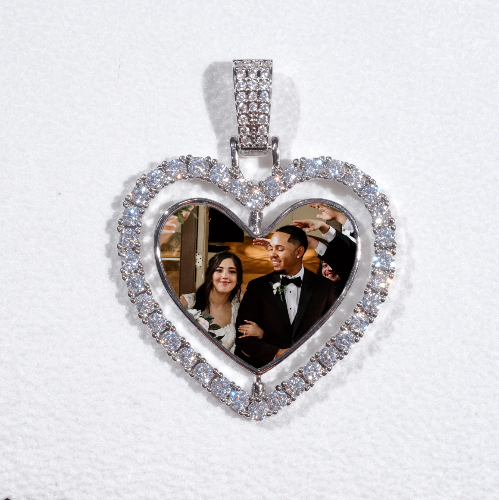 3D Spinning 2-Faced Heart Custom Picture Pendant