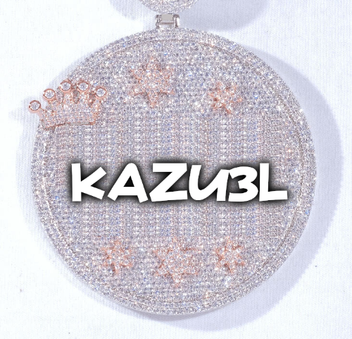 CUSTOM LETTER NECKLACE 3D BIG CROWN DISC