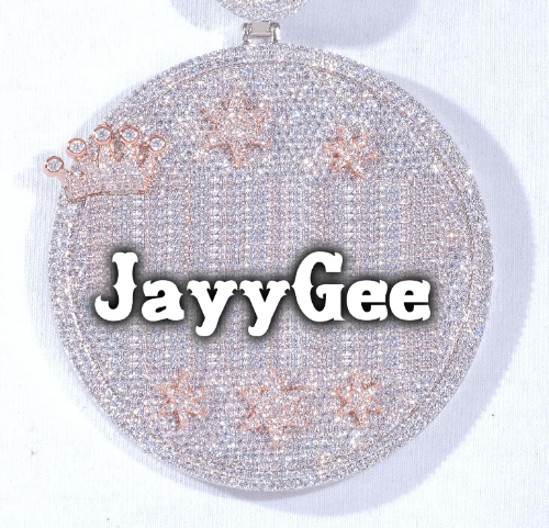 CUSTOM LETTER NECKLACE 3D BIG CROWN DISC