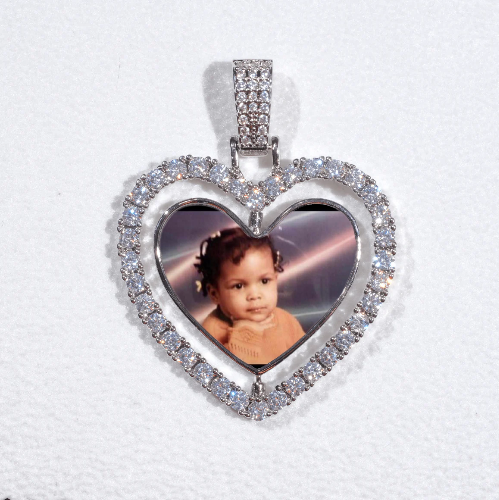 3D Spinning 2-Faced Heart Custom Picture Pendant