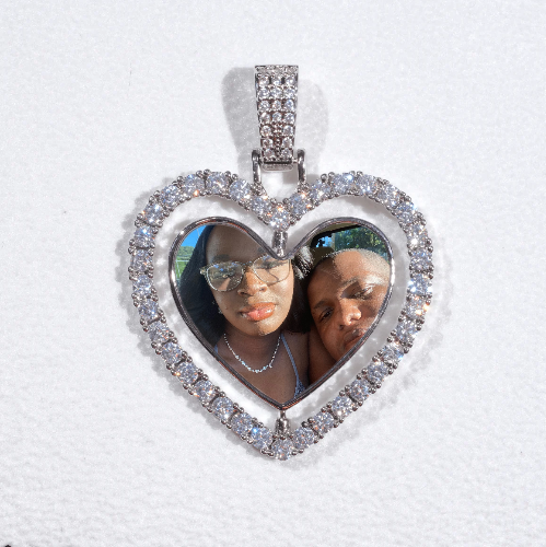 3D Spinning 2-Faced Heart Custom Picture Pendant