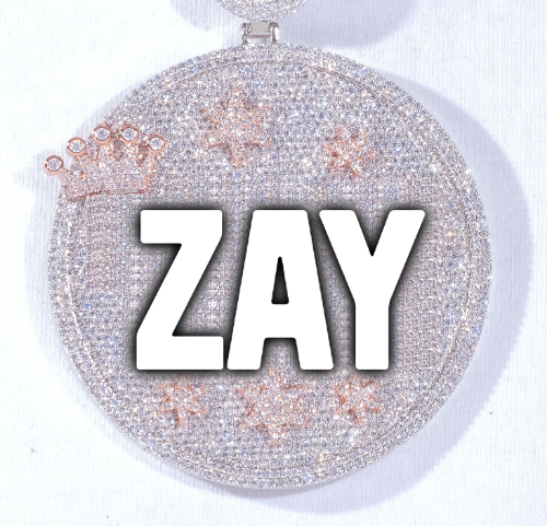 CUSTOM LETTER NECKLACE 3D BIG CROWN DISC