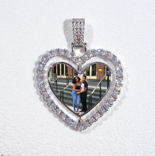 3D Spinning 2-Faced Heart Custom Picture Pendant